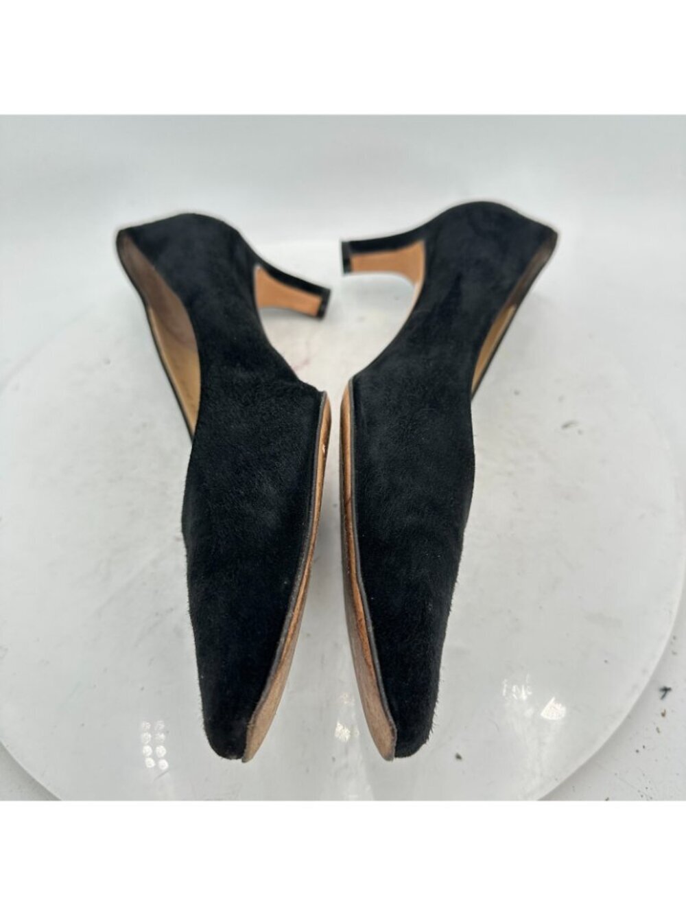Salvatore Ferragamo Women Size 8.5B Black Suede Slip On Pump Heel Shoes - Picture 7 of 11
